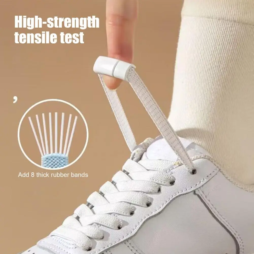 2Pcs Magnetic Shoelace Metal Buckle with 2 Elastic Shoelaces Lazy Kids Adults Sneakers Sports Shoes No Tie Laces Quick Lock Buck