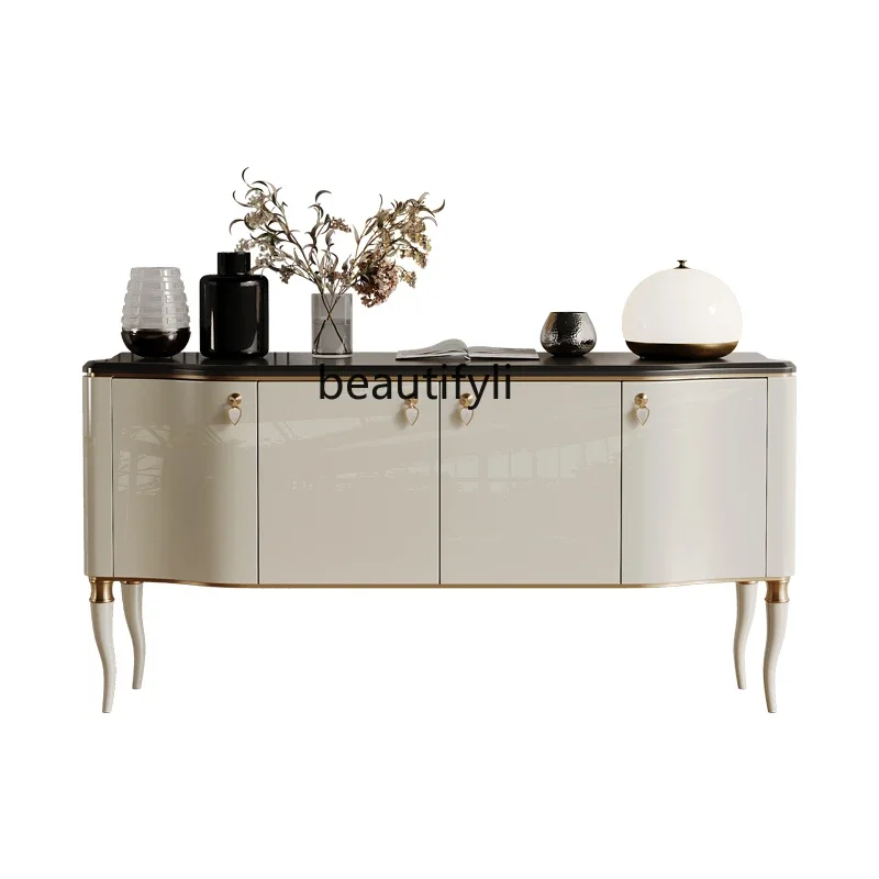 

American light luxury door cabinet living room integrated locker solid wood paint design side cabinet9344
