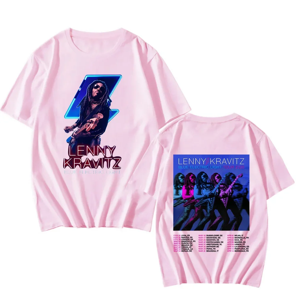 Lenny Kravitz Blue Electric Light Tour Tshirts Fan Gifts Classic Cotton Tops Women Men New Pattern T-shirts Crewneck Casual Tees image 5