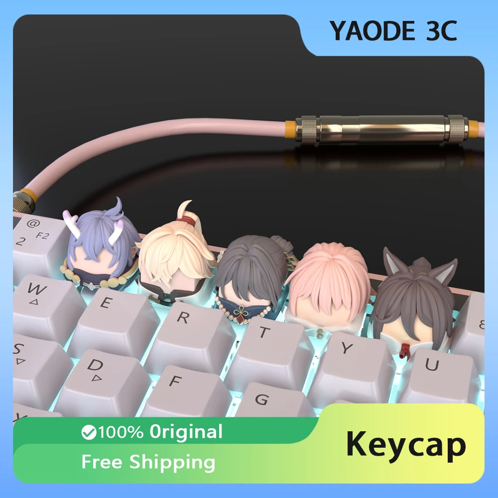 Honkai Star Rail Keycaps Cute Bailu Ruanmei Cartoon Carved Key Cap PBT Customization Keycaps Gaming Keyboard Accessories Gifts