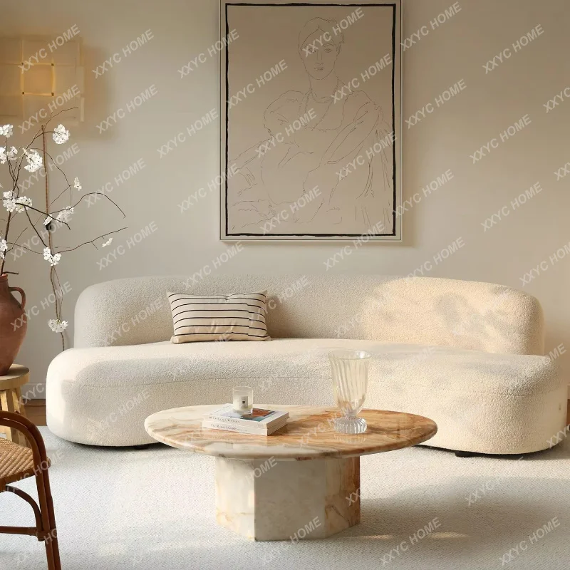 XXNatural Persian jade marble pebble special-shaped oval coffee table living room  side table