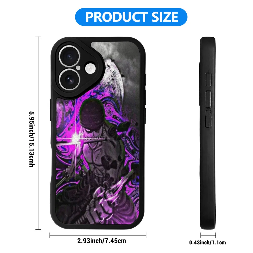 Phone Case For iPhone 16 Pro Max Silicone Skin Case ZORO PHONE CASE  O-ONE P-PIECE PHONE CASE  RORONOA ZORO PHONE CASE