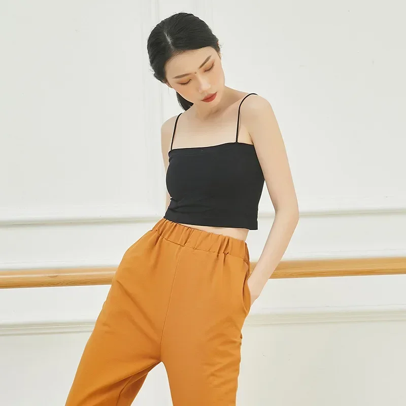 ダンス衣装ベスト女性のバレエモダンナショナルクラシックダンス練習スーツトップサスペンダーボディスーツ胸パッド付き