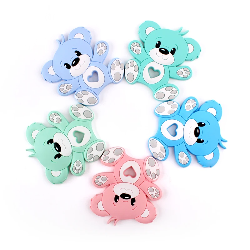 1Pcs Cartoon Bear Bunny Animal Silicone Bracelet BPA Free DIY Silicone KeyChain Clip Bead Necklace Pendant Jewelry Accessories