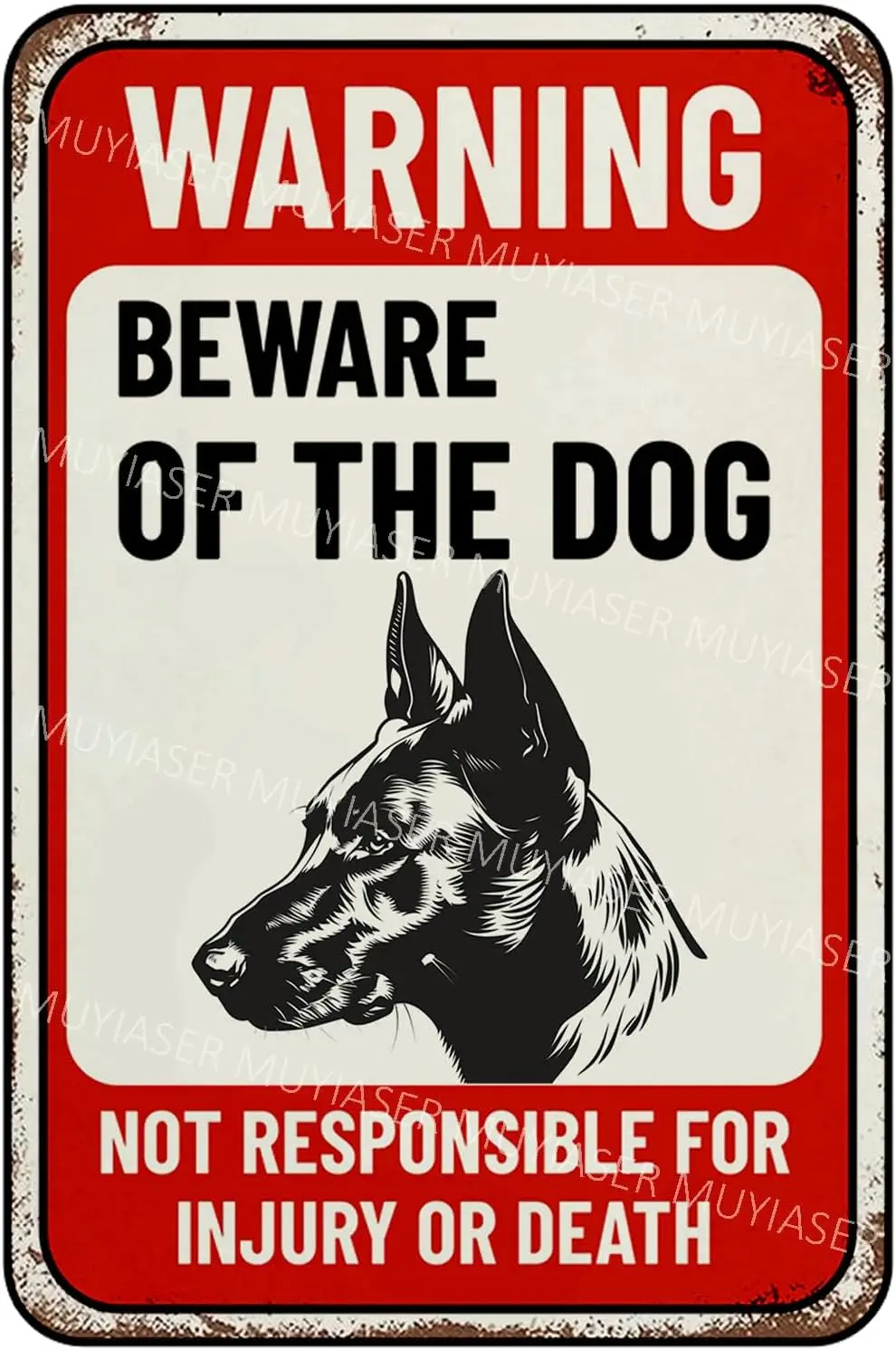 Beware Of Dog Sign Belgian Malinois Warning Sign Aluminum Metal Tin Signs Outdoor Yard Sign Warning Sign For Fence Yard Home Kit