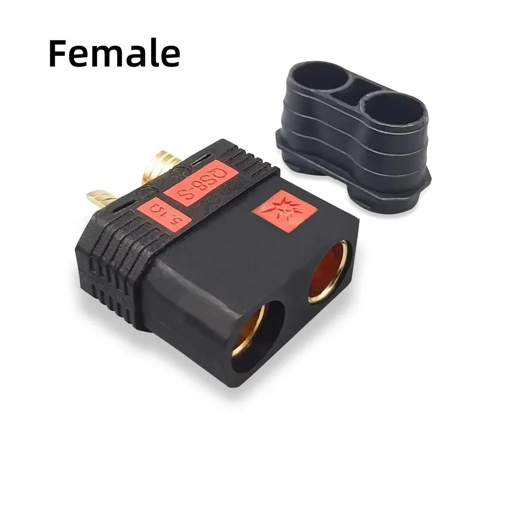 New High Current QS8-S Connector Anti Spark Black QS8-S M F Plug Set Gold Plated QS8P-S Battery Plug for RC Model Car