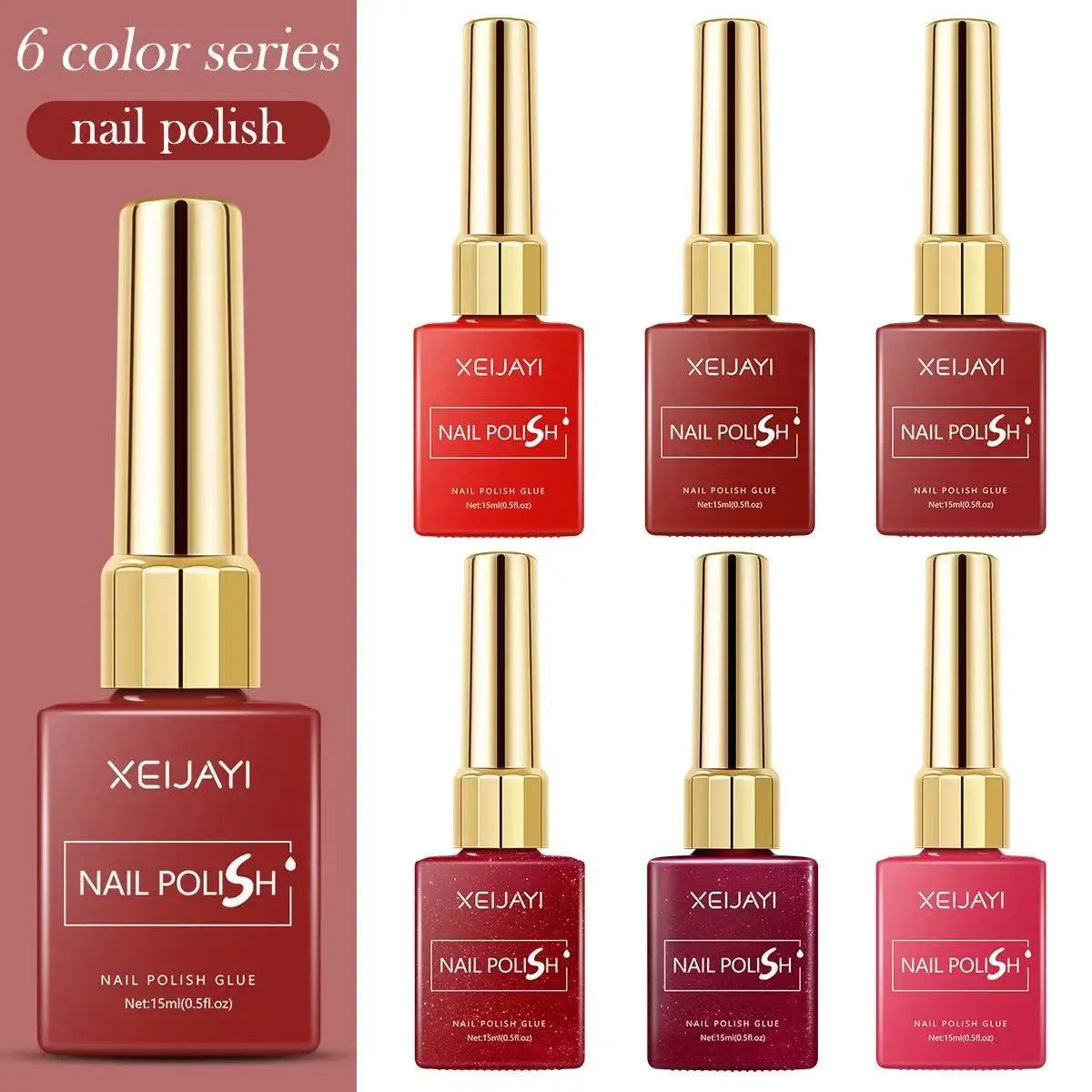 Smalto per unghie gel da 15 ml Smalto rosso a 6 colori Semi-permanente super luminoso fai da te per materiali per nail art Vernice permanente per piantine UV