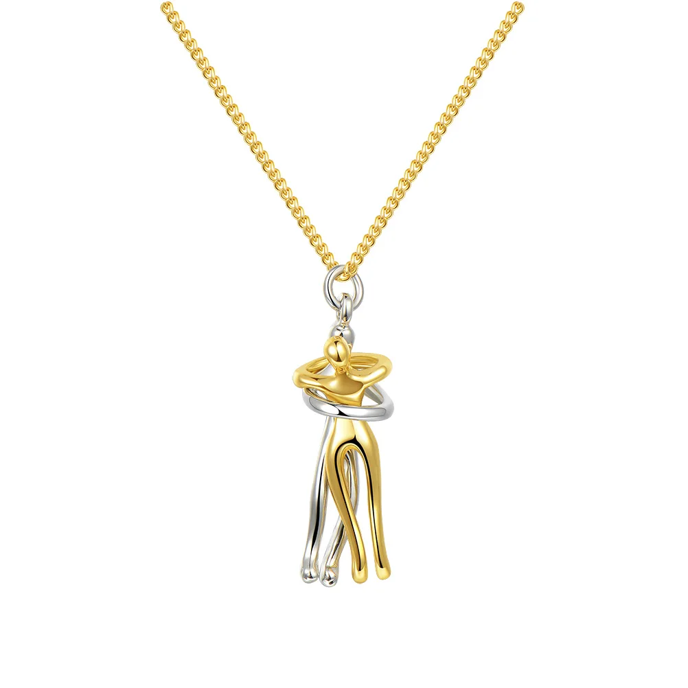 

Couple Hugging Necklace Gold Bow Clavicle Chain Valentine's Day Stylish Jewelry Fashion Pendant Gift Birthday Party Christmas