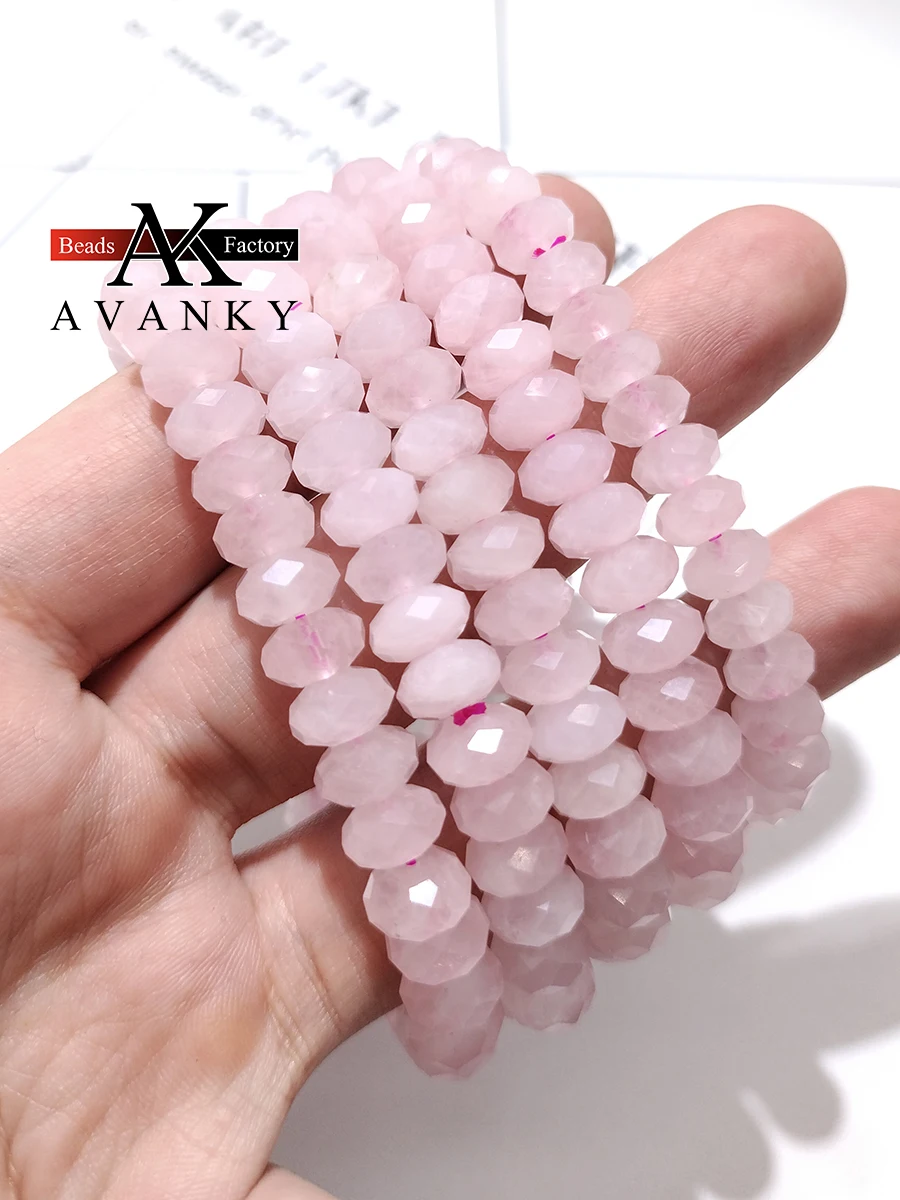 

3A Natural Pink Crystal Single Lap Necklace For Women Girl Birthday Gift Fresh Bracelets Fashion Jewelry 5x8mm