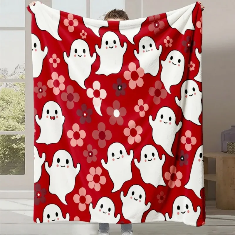 

2025 Printed Office Leisure Nap Sofa Blanket Digital Cartoon Cute Printed Flannel Blanket Halloween Gift