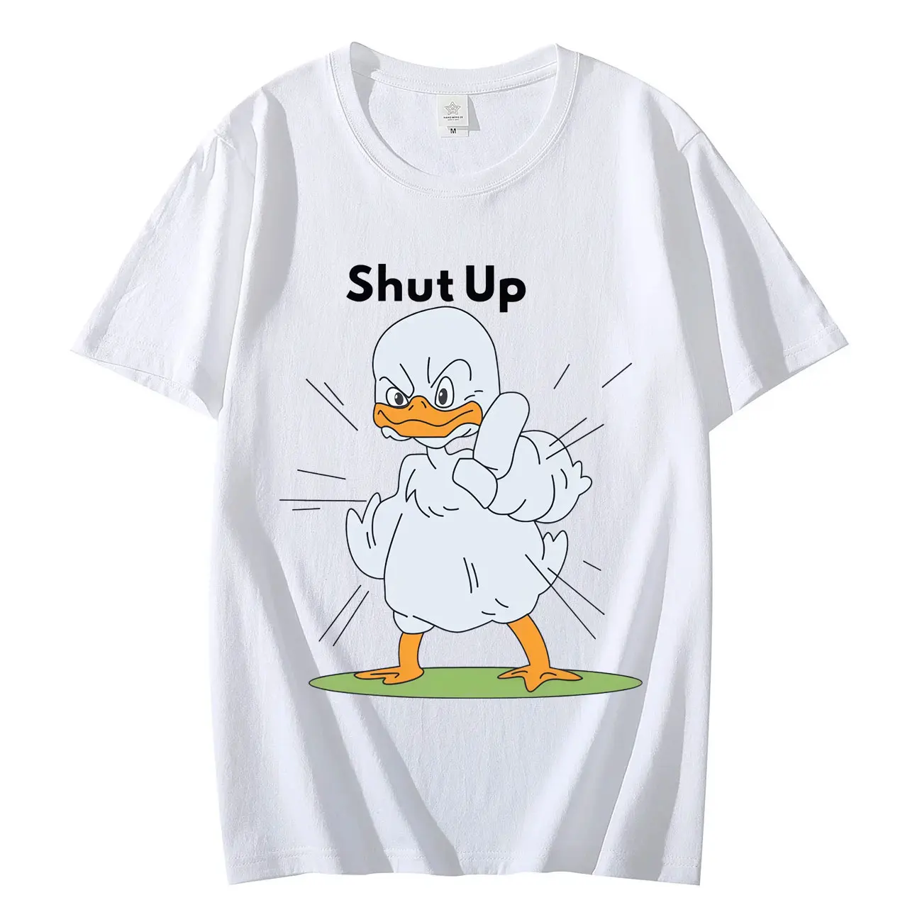 

Funny Angry Duck Shut Up Meme T-shirt High Quality Fashion Cartoon Short Sleeve T-shirts Men Women Clothing Casual Loose T Shirt