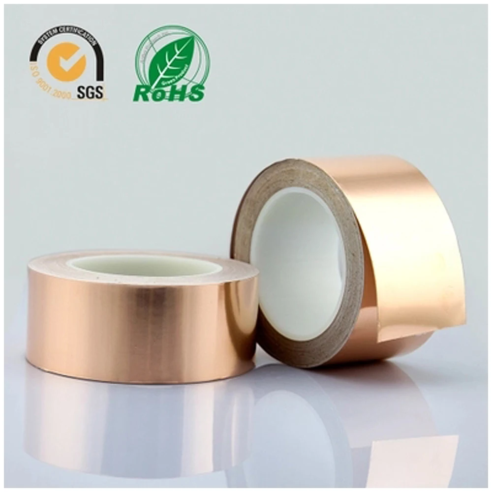 Pita Tembaga Tebal 0.08 Mm Panjang 30M Single Konduktif Perekat EMI Shielding Panas Resist untuk Gitar Listrik Strip Perekat
