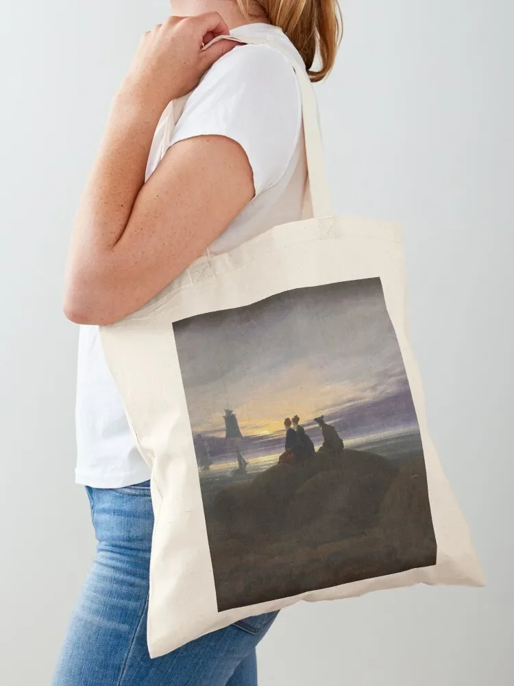 Caspar David Friedrich - Moonrise Over The Sea Tote Bag personalized tote shopping bags foldable Tote Bag