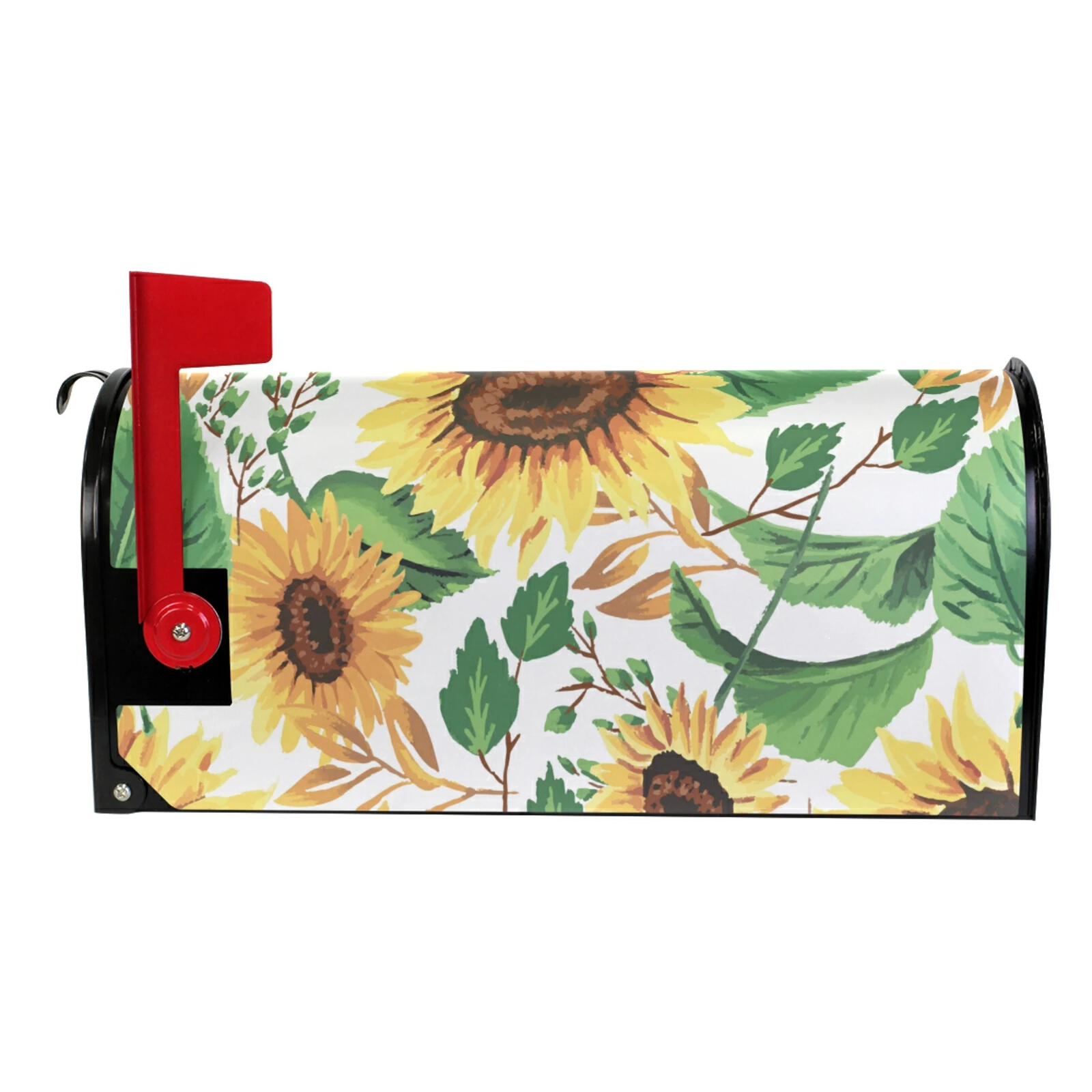 Watercolor Sunflowers Mailbox Cover Magnetic Wrap Waterproof Sunscreen Standard Size Home Garden Yard Outside Decor Stickers