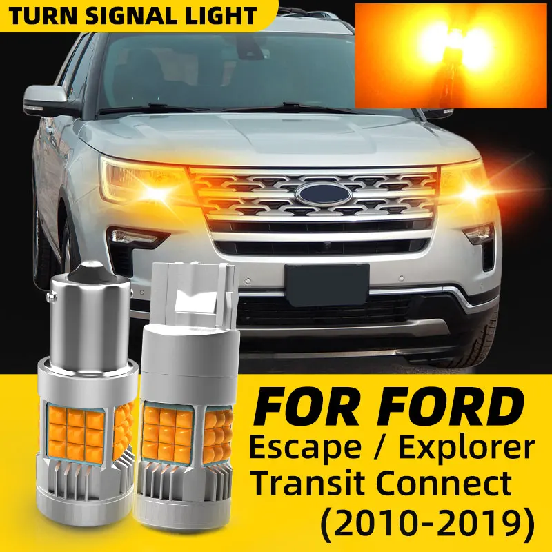 2pcs Car LED Turn Signal Lights Bulbs Amber Rear Direction Indicator Bulb For Ford Escape Explorer Transit Connect 2013 2019
