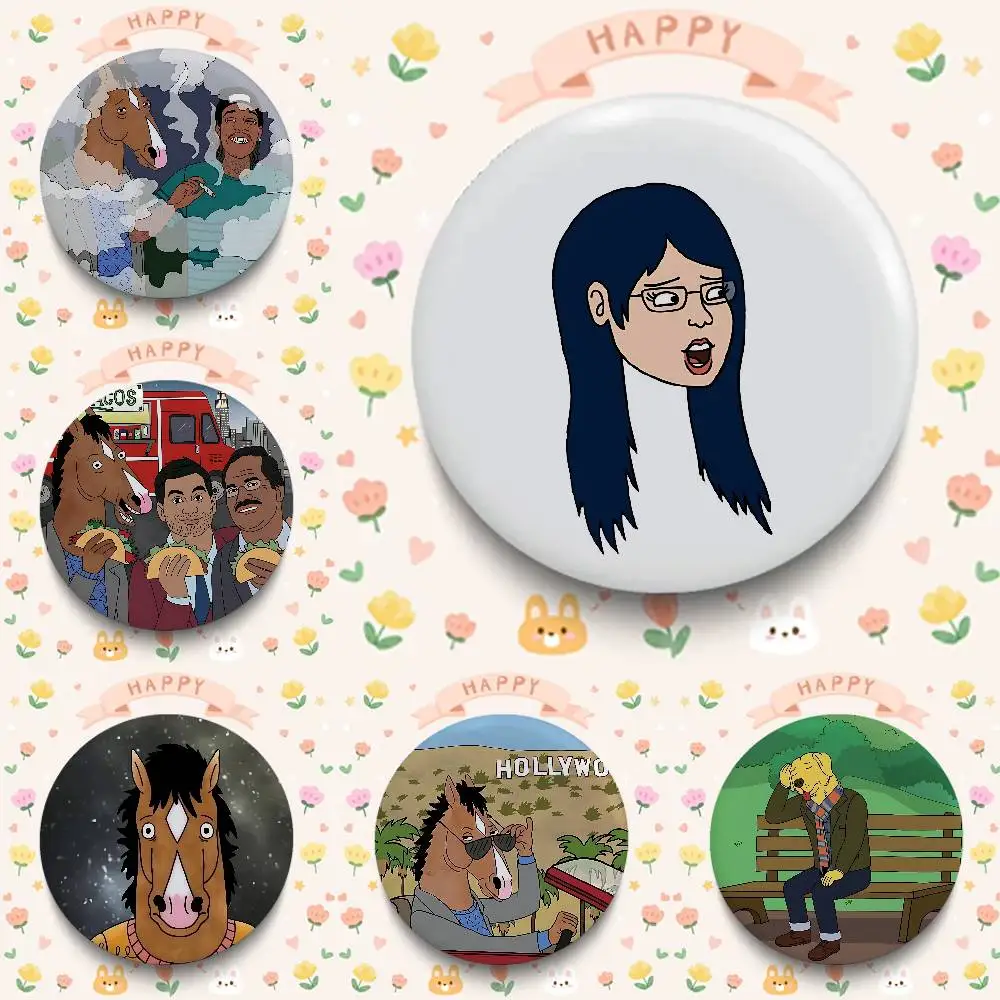 Cool B-BoJack Horseman Badges Button Round Creative Pin Brooch Badge Bag Decor Accessories Fans Collect Friends Gifts