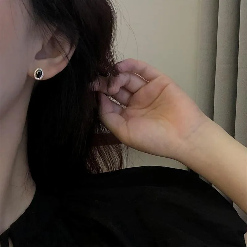 أقراط من الفضة الإسترليني عيار 925 مرصعة بالزركون والعقيق الأسود للنساء إكسسوارات مجوهرات رائعة عالية الجودة #4