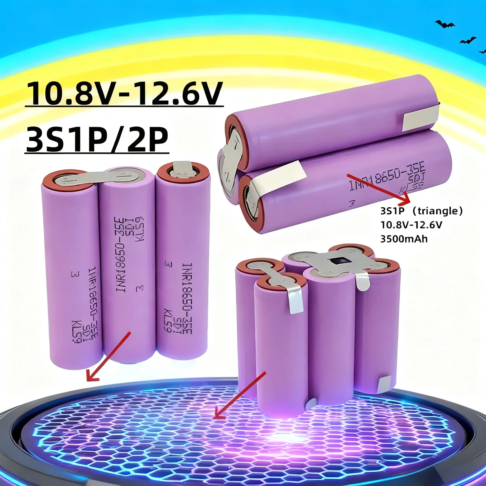 

7.4V 12V 14.4V 18V 21V 25.2V 3500/7000mAh 18650 35E 2S1P-6S2P Suitable for screwdriver battery welding 18650 battery pack