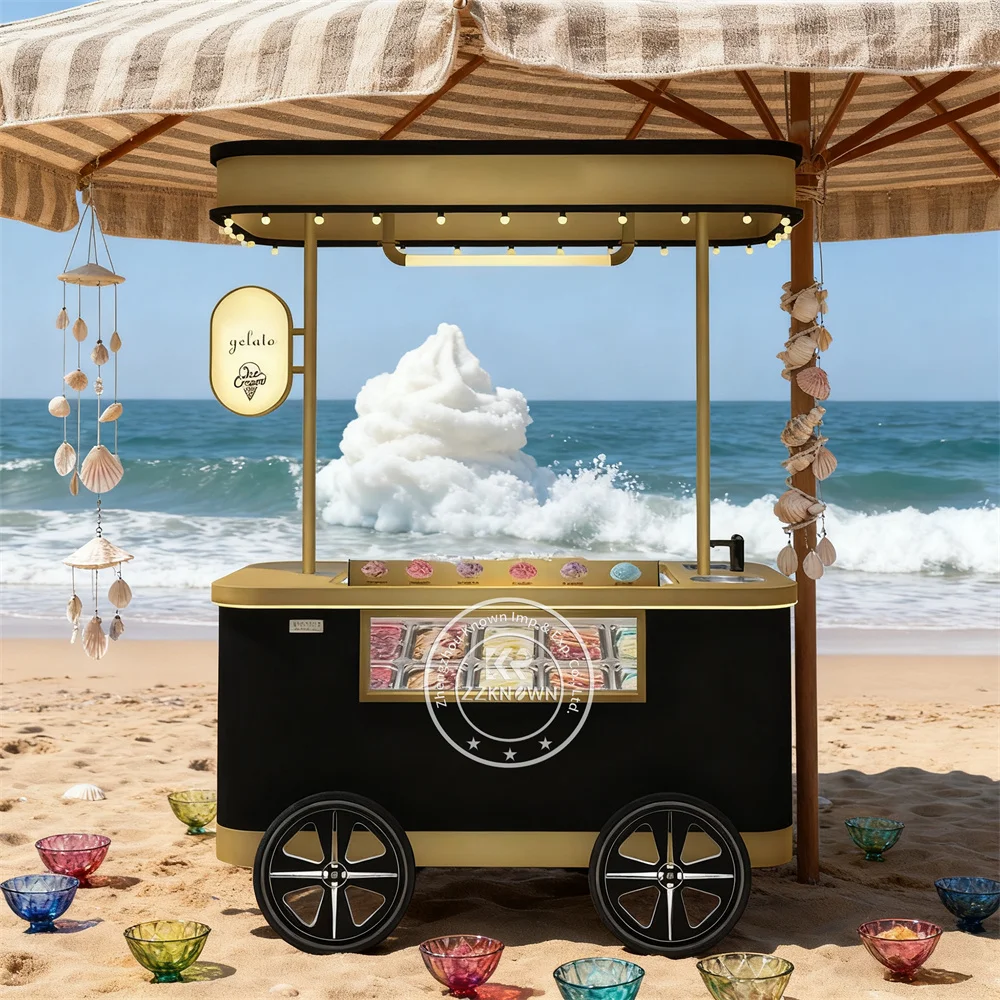 

Высокоэффективная мобильная тележка для мороженого с ручным толканием/тележка для мороженого/тележка для мороженого Soft Serve для продажи