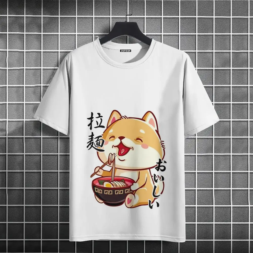 Japanese Anime Men's T-shirt Cartoon Cat T-shirt 3D Cartoon Print Short Sleeve Oversized Men's T-shirt New Summer Men's Clothing