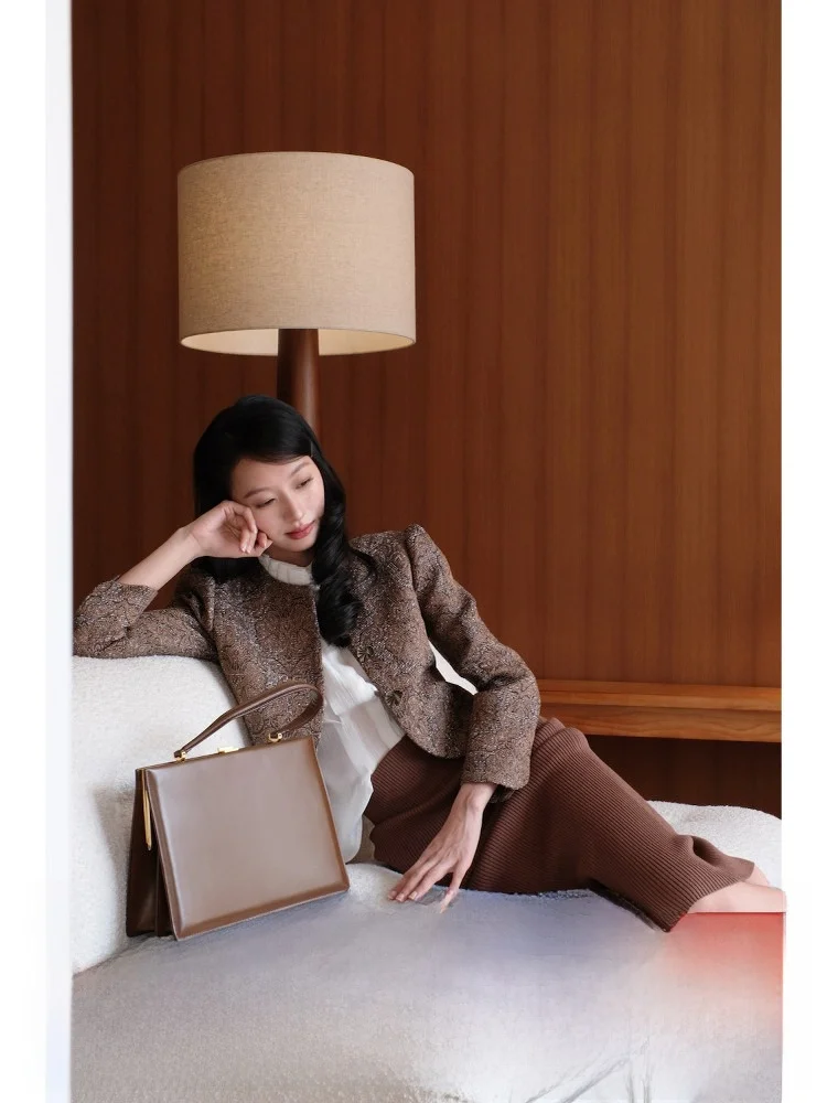 

Lowey Tudor Silver Maple Baroque Jacquard Retro Baroque Embroidered eep Leg Sve Suit Jaet Women's Commute Sle Slim Fit