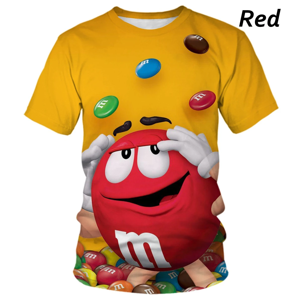 M&m s Chocolate Beans 3D Print O-Neck Men T-shirts Short Sleeve Fashion Hip Hop Oversized Harajuku Y2K T Shirt Unisex Clothing