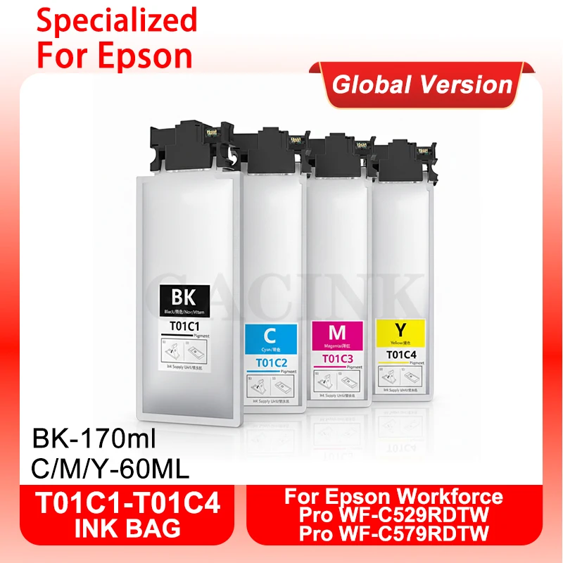 

T01C1 T01C2 T01C3 T01C4 For Epson Compatible Ink Pack WorkForce PRO WF-C529RDTW C579RDTWF With Pigment Ink and One-Time use Chip