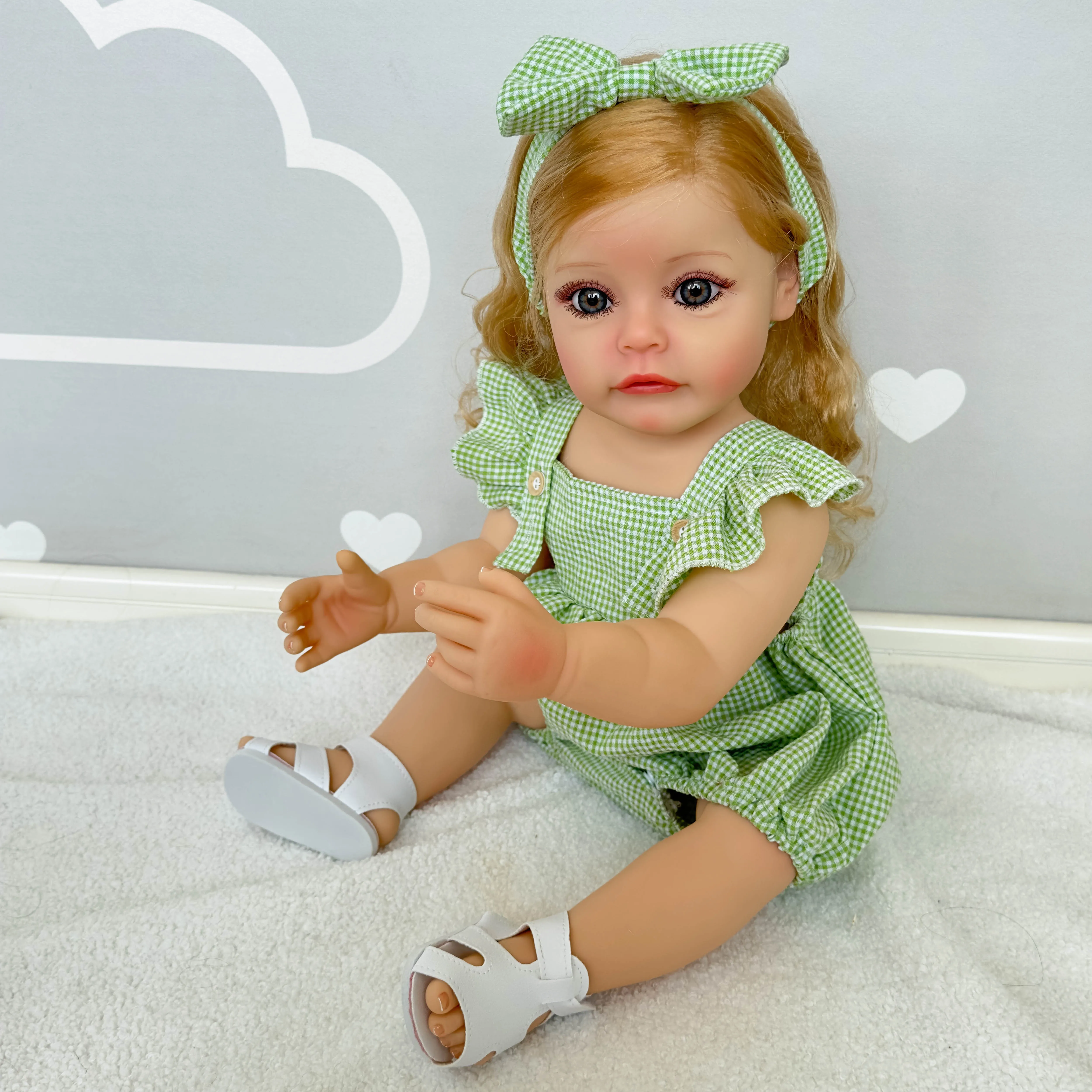 

FBBD 55CM Reborn Toddler Girl Doll SueSue Full Body Silicone Waterproof Bathy Toy Hand-Detailed Paint with 3D look Visible Veins