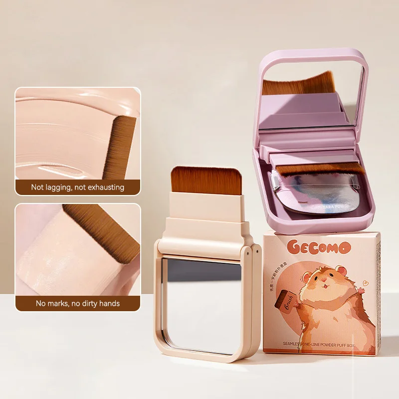 Gecomo Traceless Brush Puff Case Portable Puff Base Makeup Trace-Free Powder Not Eat Ultra-Thin Makeup Brush, Makeup in Hand-Drawn Storage, Brush Is Separate and Replaceable, Easy to Carry, Self-Mirrored