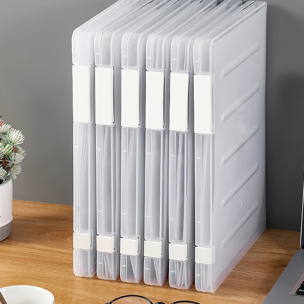 

Transparent PP File Storage Box Document Organizer Clear Paper Office Desk Folder Stackable Boxes Archive Container