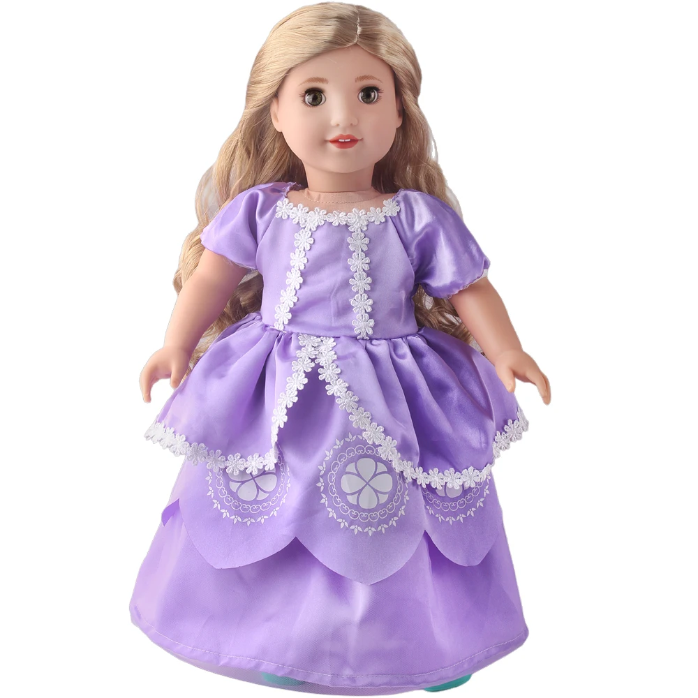 Cosplay Anime Figure Costume 18 Inch Girl Doll Anna Clothes American Ours & Generation Kids Toys Dolls Accessories Elsa Dress