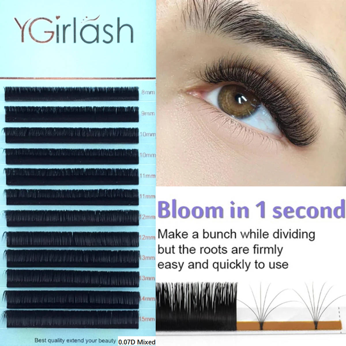 

YGirlash Custom Easy Fanning Lash Extensions Wholesale Individual Mink Soft Eyelashes Supplies Volume Lashes