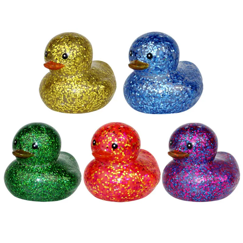 Mini canard en caoutchouc à paillettes pour décoration de voiture, jouet de douche de baignoire, cadeau d'anniversaire, canard de piscine d'été, faveurs de fête de vacances