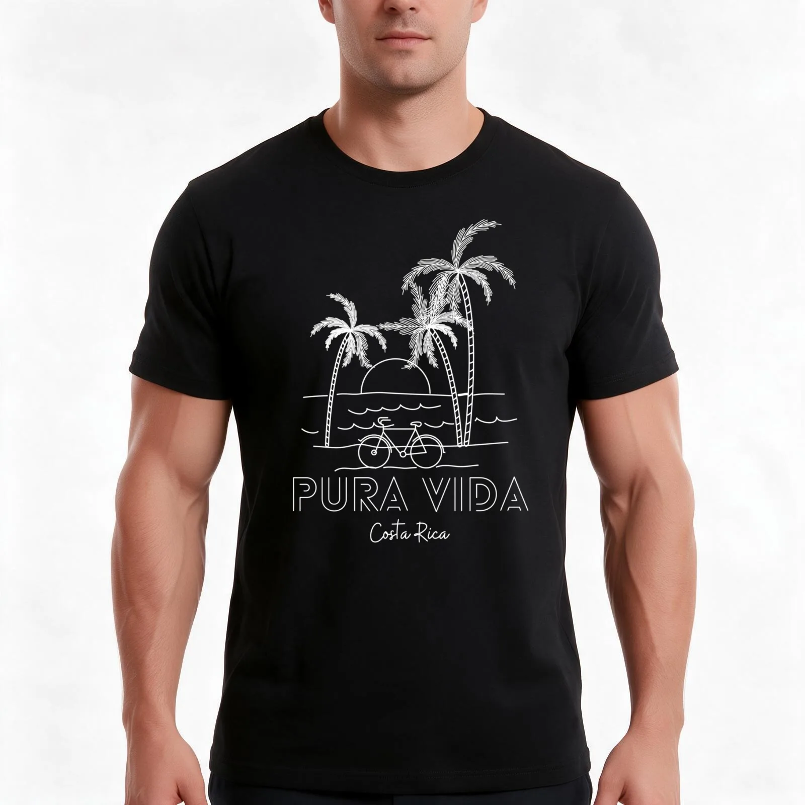 Pura Vida Sunset Bike T-Shirt Summer Casual Cotton Tee Oversized Streetwear Tops Vintage Graphic Print Unisex Men Women