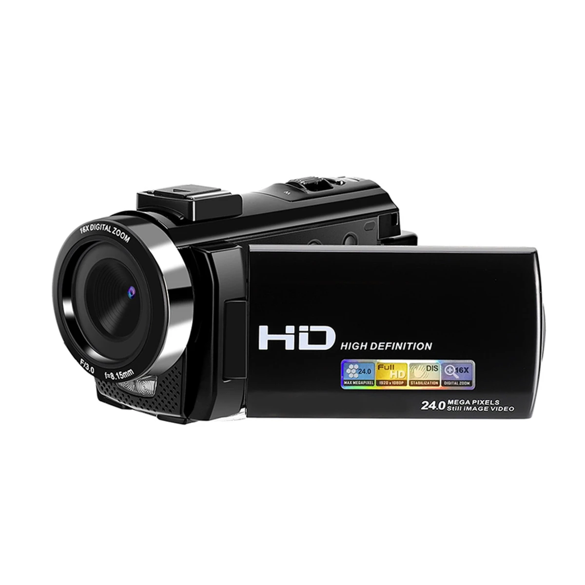 

Video Camera 1080P/24MP/16x Zoom/270 Degree Rotation Black 4-Piece