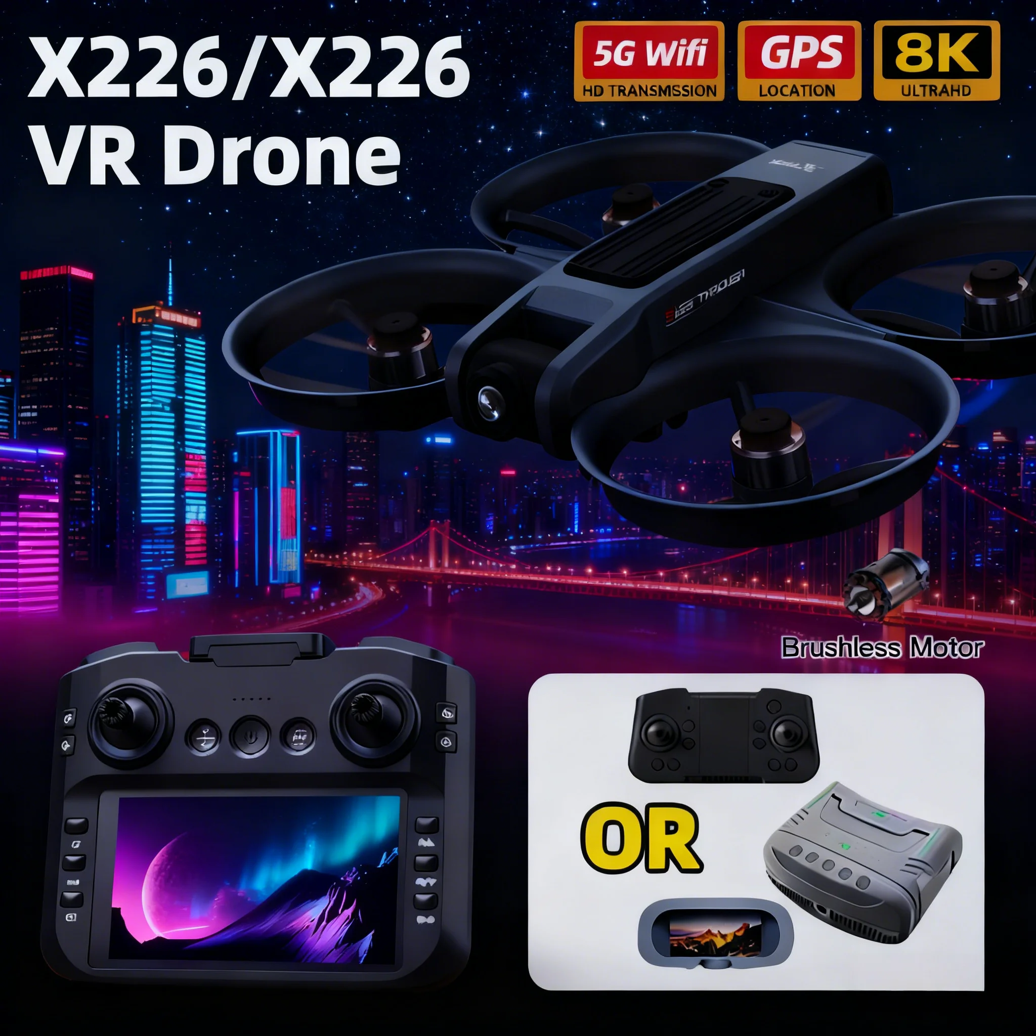 New X226/VR Drone 8K HD Wide Angle Dual Camera with FPV UAV Screen Remote Control and Obstacle Avoidance Quadcopter For Xiaomi