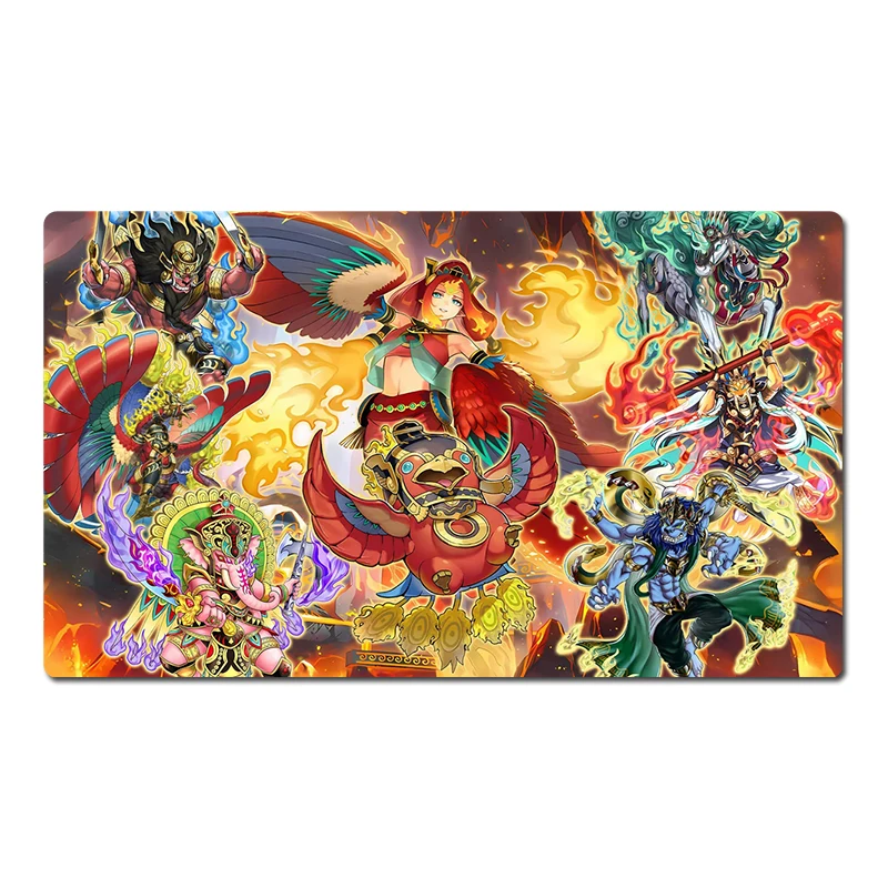 

YuGiOh Table Playmat Fire King Коллекционный коврик для карточных игр TCG CCG Коврик для мыши Настольный коврик для мыши Бесплатная сумка 60x35 см