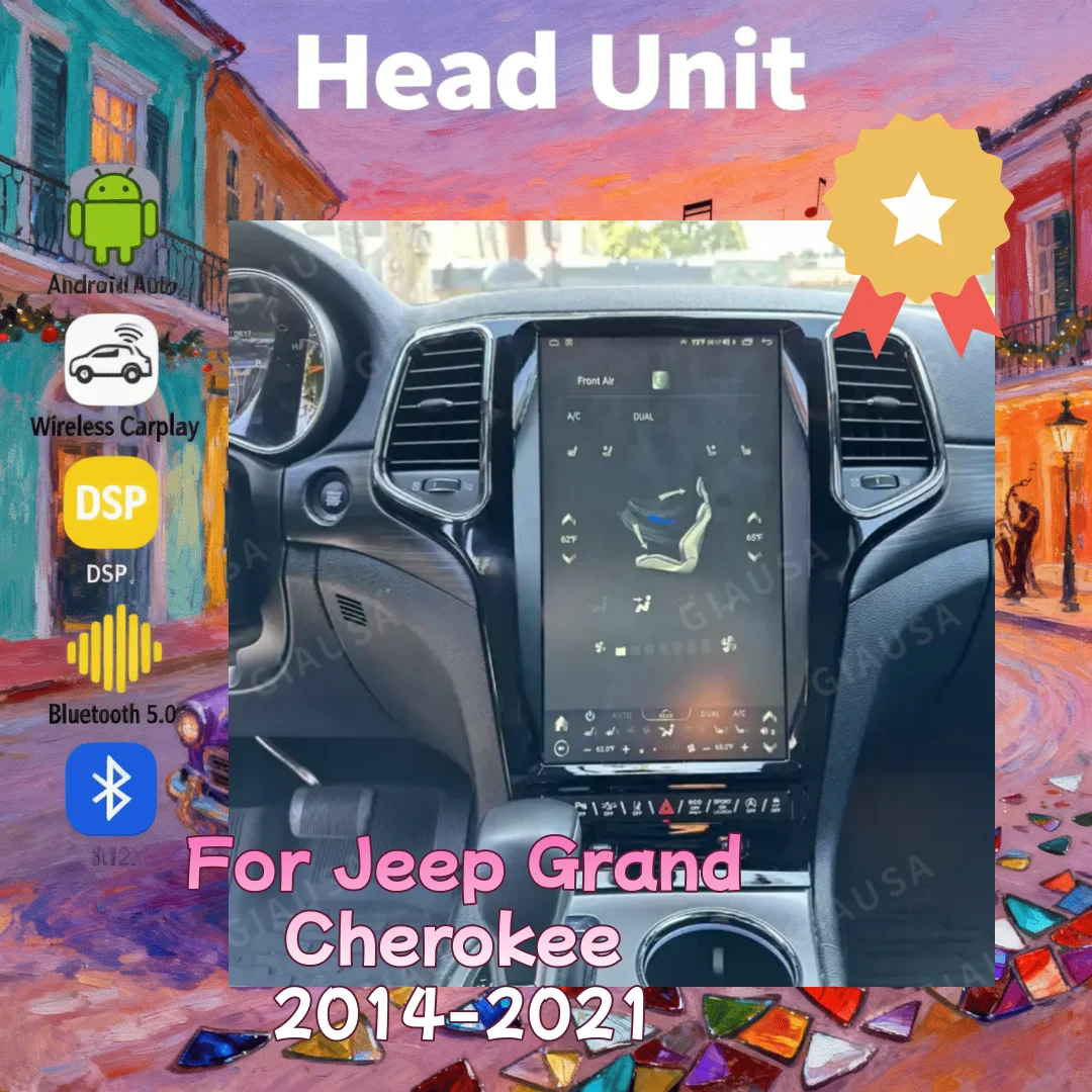 

Вертикальный автомобильный мультимедийный центр для Jeep Grand Cherokee 2010-2019 с GPS, CarPlay, Android 13, DSP, 4G и Bluetooth