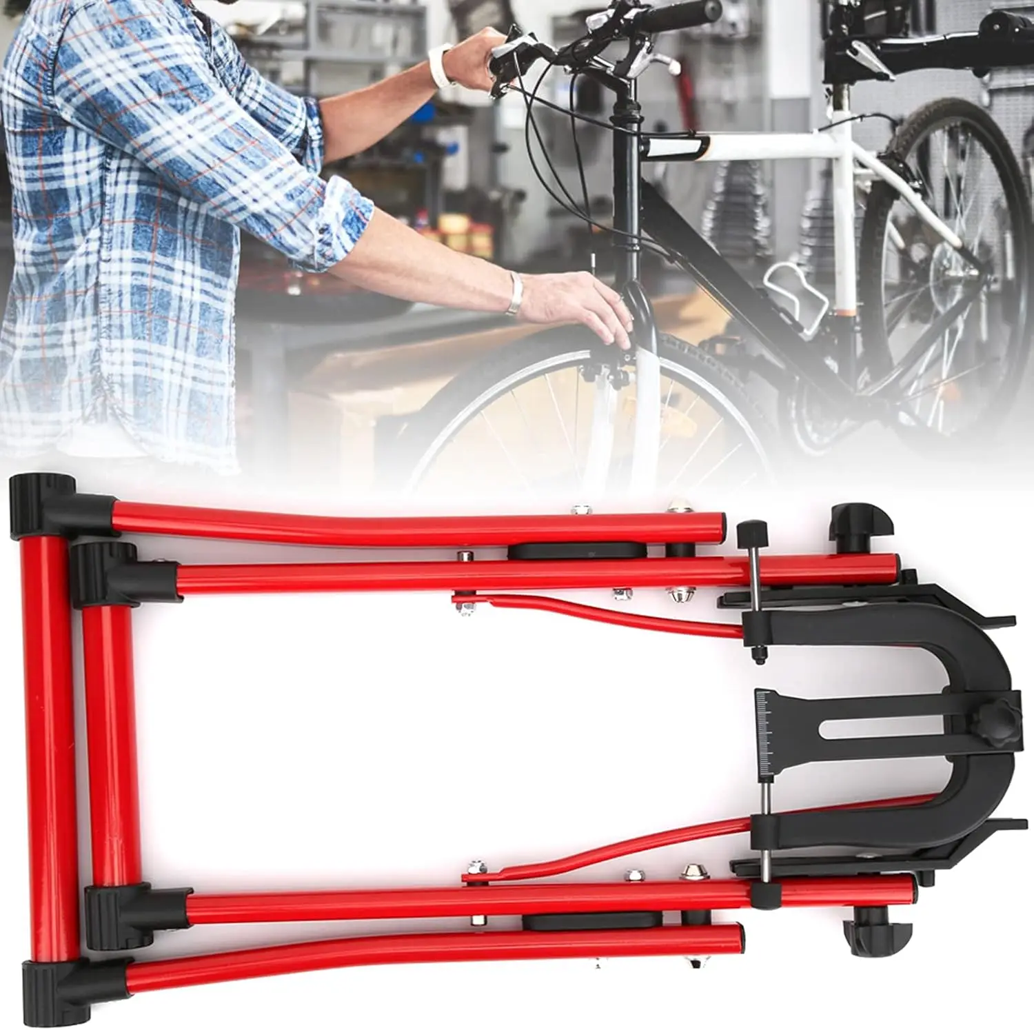 Wheel Maintenance Truing Stand, With Ruler and Thimble Upper and  Notch Bike Repair Tool for Repair