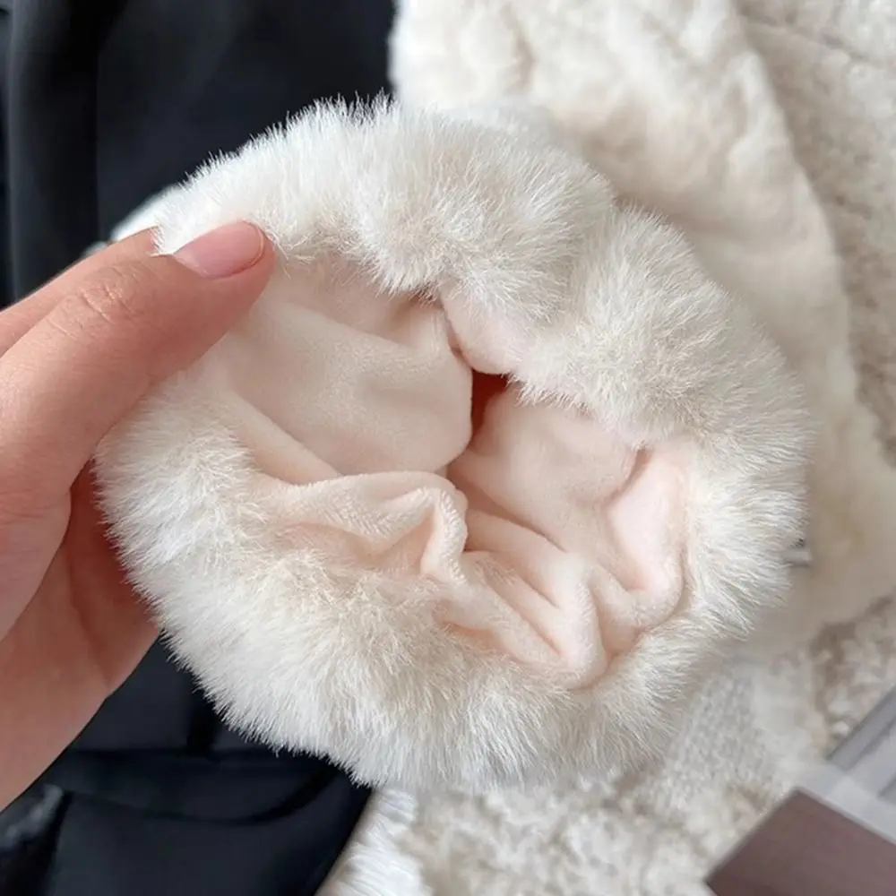 นุ่มฤดูหนาวถุงมือเด็ก Fingerless เย็นป้องกันสุภาพสตรีถุงมือหิมะ Windproof Plush Thicken ถุงมือขี่รถจักรยานยนต์กลางแจ้ง