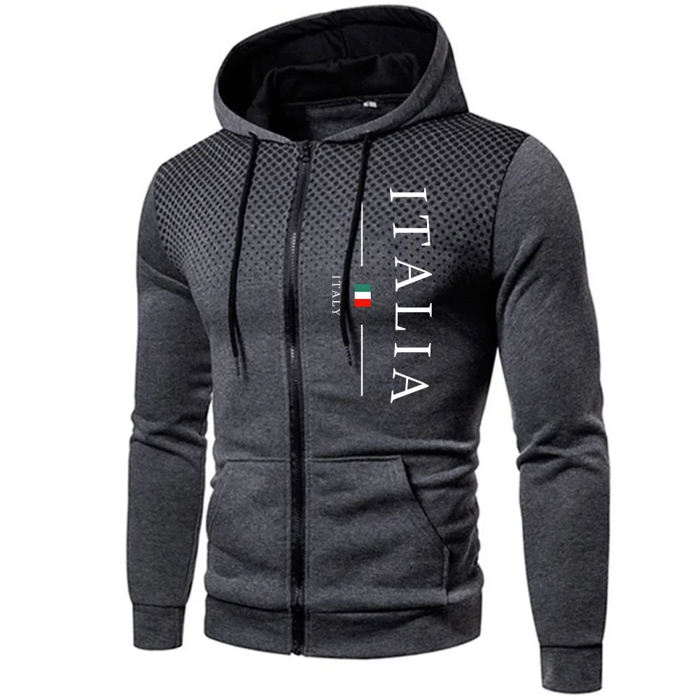 Hoodies masculinos com zíper italy moda carta com capuz manga longa casaco com zíper outono inverno masculino diário casual jaqueta esportiva