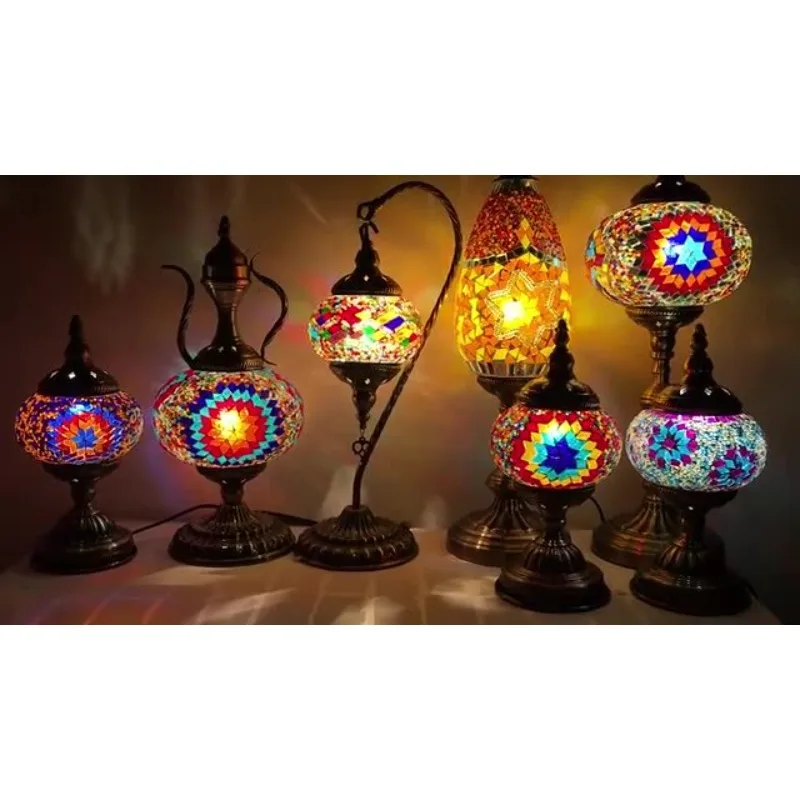 

Handmade DIY retro mosaic glazed lamp material package activity handmade team building self-adhesive bedroom swan neck desk lamp