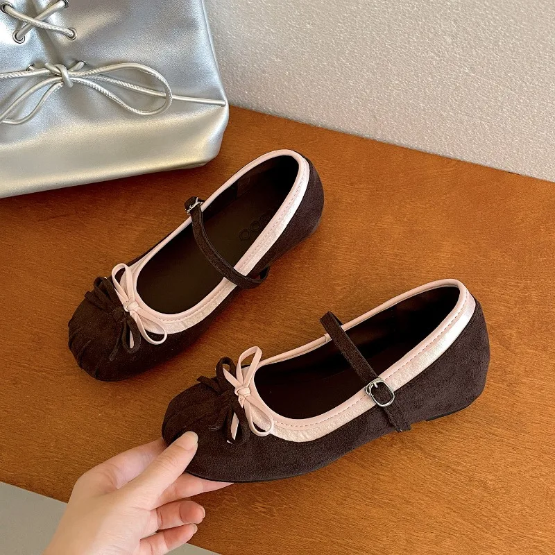 Women's Shoes Round Head Thick Heel Shallow-mouth Single Shoes Sweet Fairy Style Bow Mary Janes Beautiful Princess Skirt Shoes