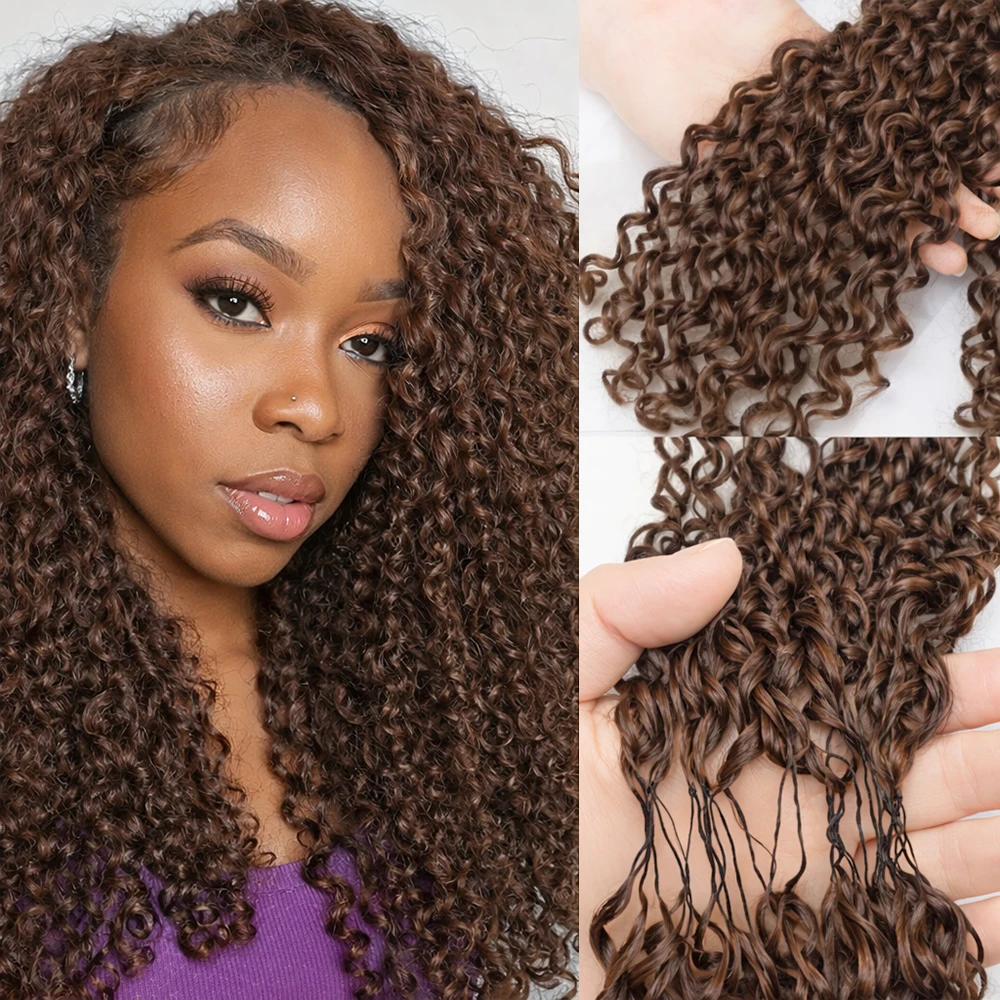 

Афро-кудрявые волосы для плетения крючком, коричневый цвет, без узлов, предварительно разделенные, кудрявые, с эффектом перьев, натуральные человеческие волосы для плетения кос.