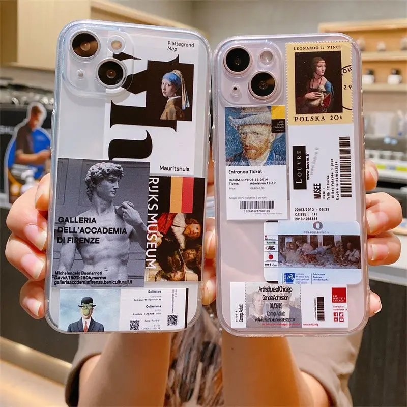 Fashion Artists Minimalist Label Phone Case for IPhone 16 15 14 13 12 11 Pro Max Xs Max 12 13 Mini 7 8 Plus Clear TPU Soft Cover