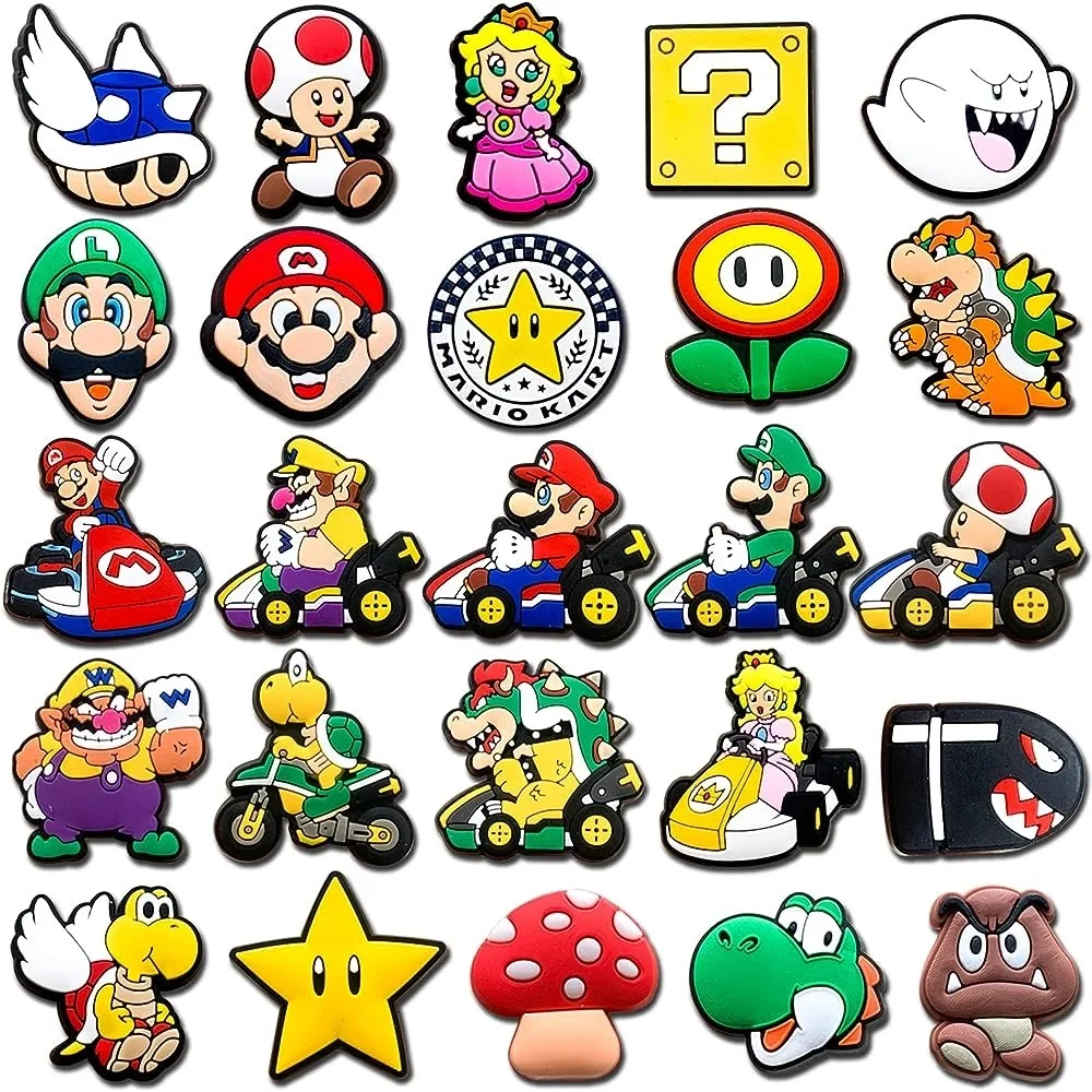 9-100 قطعة الكرتون سوبر ماريو سباك الأحذية السحر الخيال البلاستيكية الديكور مزيج عالية الجودة انفصال مقاوم للماء لهدايا الحفلات