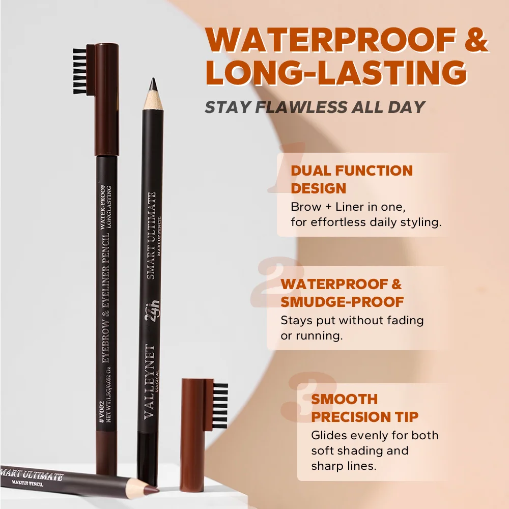 3 ألوان قلم الحواجب المقاوم للماء مع فرشاة نغمات بنية طبيعية مقاوم للماء قلم الحواجب الطبيعي قلم الحواجب طويل الأمد