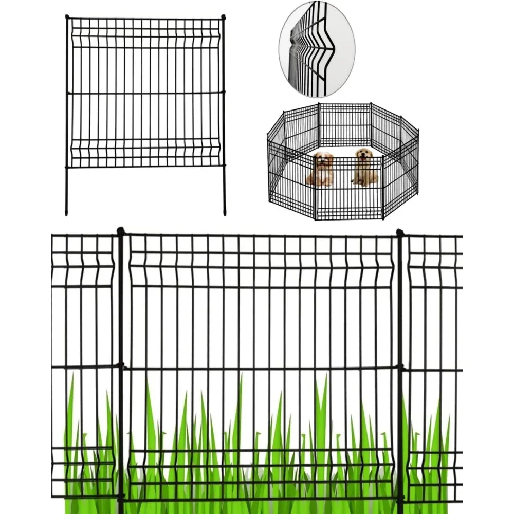 

Garden Fence, No Dig Fence 8 Panels, 29 Ft (L) X31in (H), Decorative Metal Fences and Gate, Animal Pets Barrier, Garden Fence