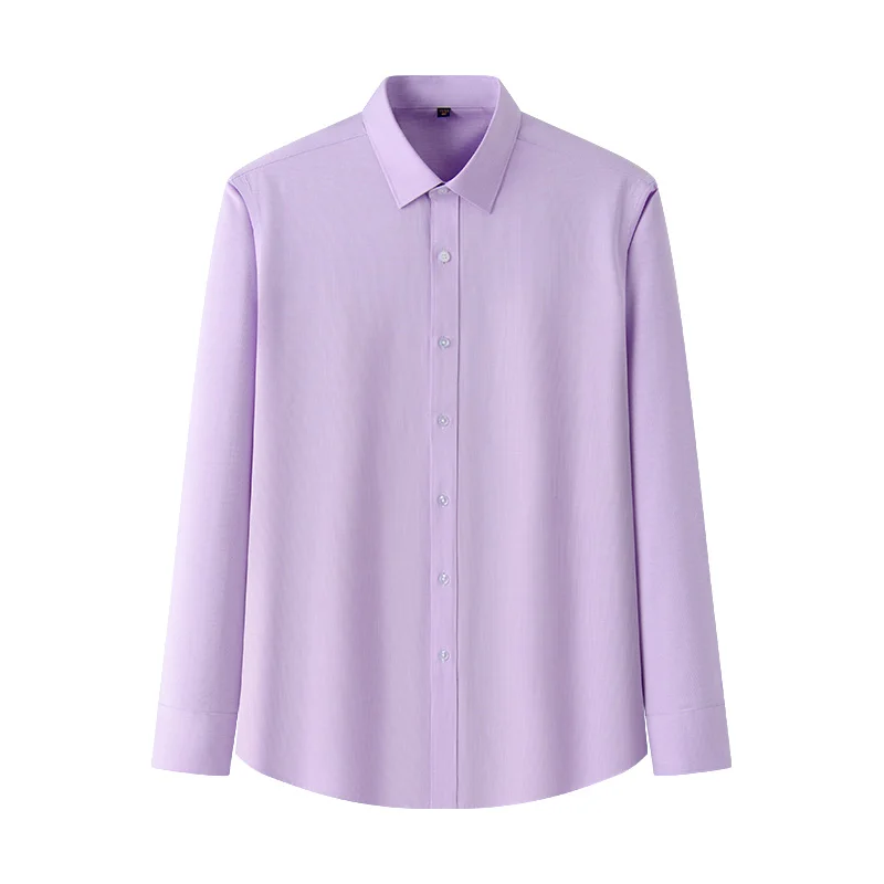 5XL Bamboo fiber Easy Care Anti-wrinkle Solid Color Shirts Men Long Sleeve Causal Men Shirts Short sleeve Slim Fit Business