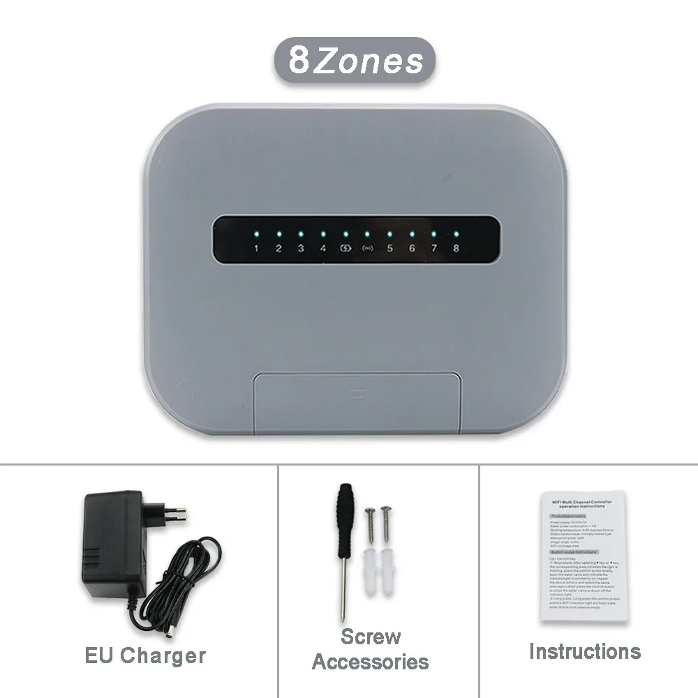 6/8 Stationen WLAN Smart Sprinkler Controller für den Innenbereich, Bewässerungssystem mit Fernsteuerung, kompatibel mit Tuya Smartlife App, EU-Stecker